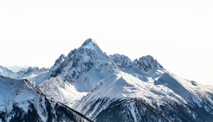 Fototapeta premium isolated snowy mountain range on a clean white background