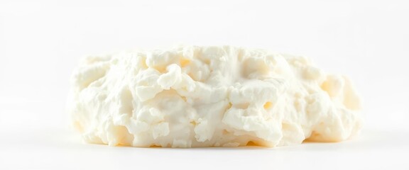 Fluffy, white fresh quark cheese isolated on white, white background, creamy