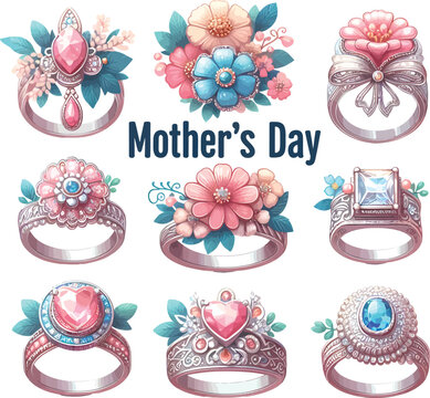set of floral elements for design