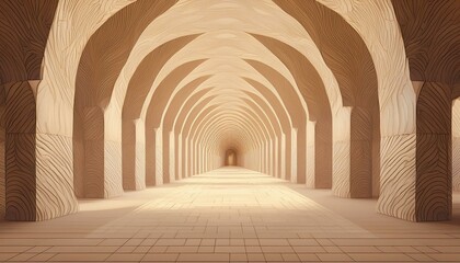 arched passageway light beige stone repeating pattern