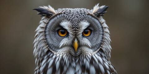 Obraz premium Close-up of a captivating owl's face.