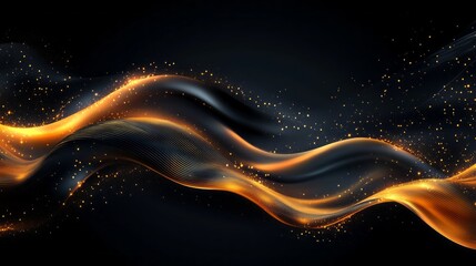 This design features a stunning golden wave pattern flowing gracefully across a deep black backdrop. Ideal for upscale events, it conveys a sense of elegance and exclusivity