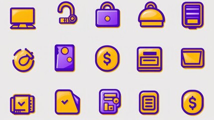 Colorful Icons for Security and Business Themes in Modern Design