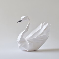 Origami swan, folded paper art