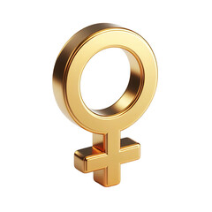 Obraz premium Gold female gender symbol in 3D rendering, Isolated on a white background PNG