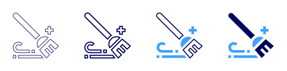 Broom comfort​ icon in 4 different styles. Thin Line, Line, Bold Line, Duotone. Duotone style. Editable stroke
