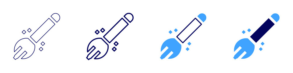 Broom ergonomics​ icon in 4 different styles. Thin Line, Line, Bold Line, Duotone. Duotone style. Editable stroke