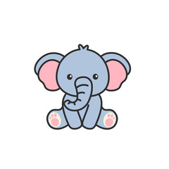 cute elephant sitting down cartoon vector illustration