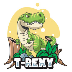Vector Illustration of Tiny T-Rex with Cute Illustration Available for Tshirt Design