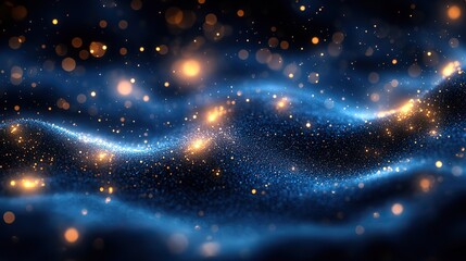 Obraz premium Abstract blue molecular structures with bokeh, science and medical research.