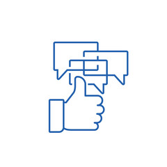 Сommendable feedback, testimonials review quality. Сoncept of happy from grateful person or customer . Vector linear icon isolated on white background.