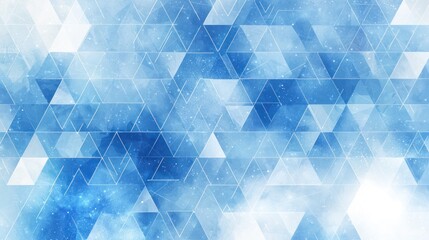 Obraz premium Abstract illustration of blue triangles and a cloudy ethereal background