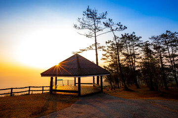 Sunrise time with pavilion at 