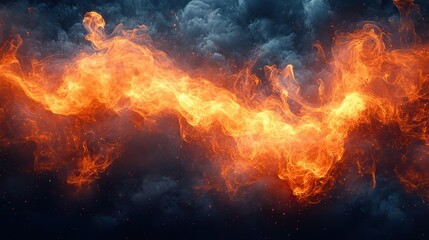 Fototapeta premium Abstract orange flames burn on dark, mesmerizing visual effect.