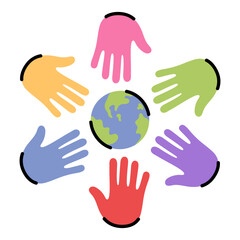 Hands Around Globe