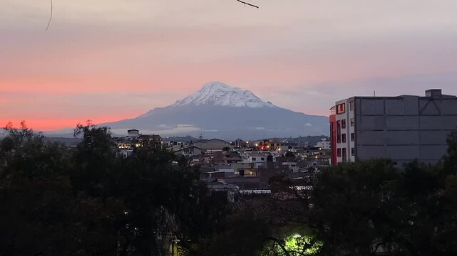 Riobamba Ecuador viewpoint Volcano Chimborazo view city landscape South America peak