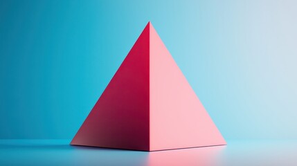 Abstract concept dynamic pink pyramid sculpture in modern minimalist design