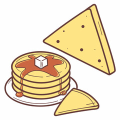 pancakes with cheese vector illustration triangle tortilla chip food 