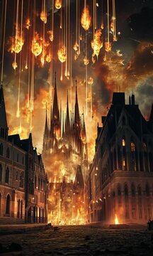 Biblical story, Sulfur Rain and Fire Fell from Heaven over The Cities of Sodom and Gomorrah