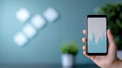 Individual holding smartphone displaying stock market data and financial trends in a digital format for analysis