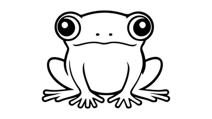 funny frog outline black and white illustration, silly frog outline vector illustration