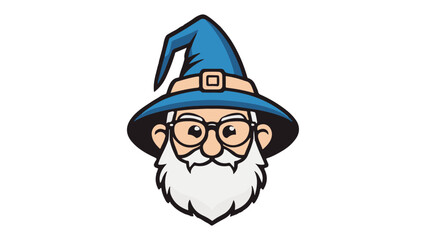 simple old wizard with modern glasses vector cartoon illustration. simple wizard grandpa