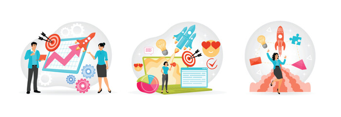 Fototapeta premium Launching an Advertising Campaign. Digital Marketing. Launching Creativity and Innovation.