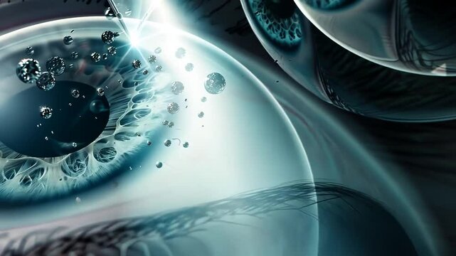 Digital gescanntes Auge mit leuchtendem Blauton