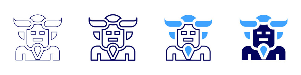 Demon icon in 4 different styles. Thin Line, Line, Bold Line, Duotone. Duotone style. Editable stroke