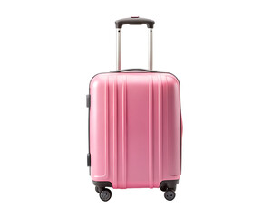 Pink Hard Shell Suitcase with Retractable Handle &ndash; Isolated on White Background as Transparent. PNG. AI GENERATED