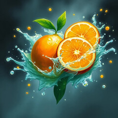 fresh orange fruit illustration design 