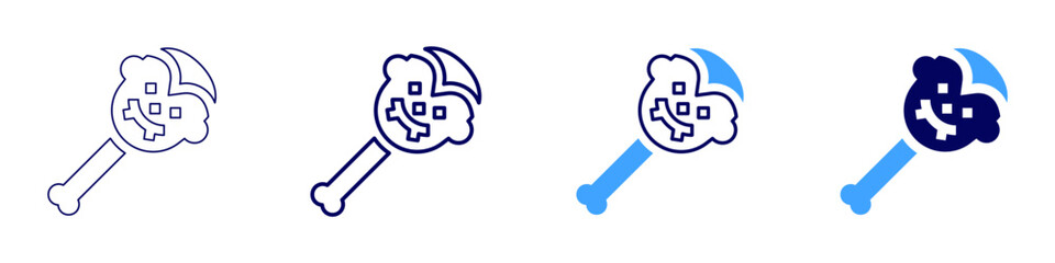 Uncanny valley​ icon in 4 different styles. Thin Line, Line, Bold Line, Duotone. Duotone style. Editable stroke