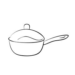 Obraz premium Minimalist outline of a saucepan with lid and handle