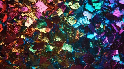 Iridescent foil shards. Colorful metallic texture