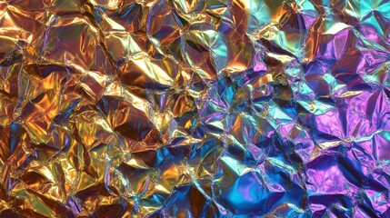 Iridescent foil shards. Colorful metallic texture