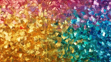 Iridescent foil shards. Colorful metallic texture