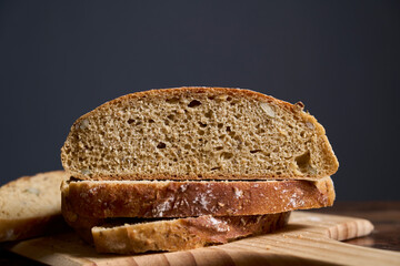 cross section of  homemade wholegrain bread