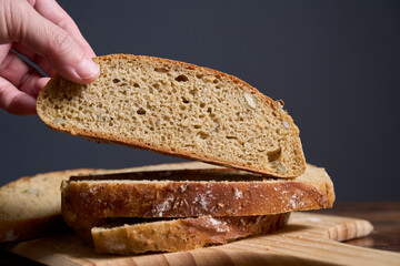 cross section of  homemade wholegrain bread