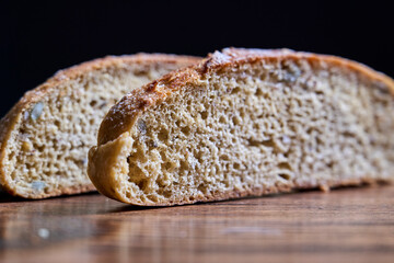 cross section of  homemade wholegrain bread