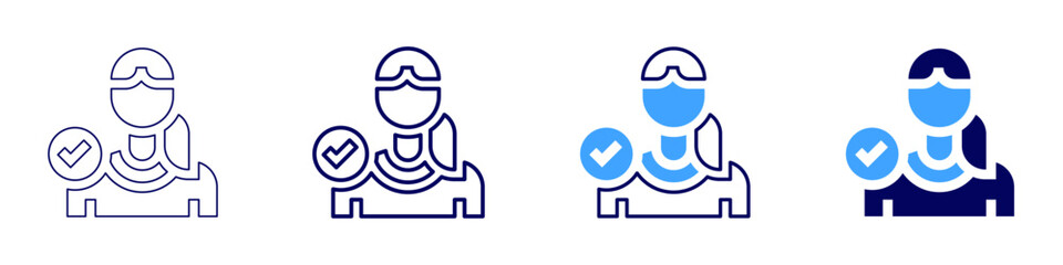 Hired icon in 4 different styles. Thin Line, Line, Bold Line, Duotone. Duotone style. Editable stroke