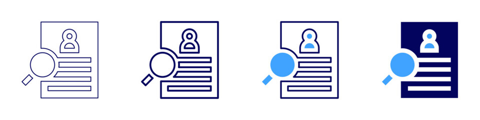 Job qualifications​ icon in 4 different styles. Thin Line, Line, Bold Line, Duotone. Duotone style. Editable stroke