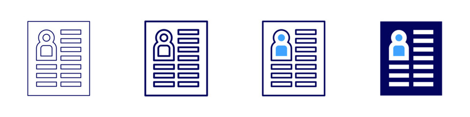 Reference check​ icon in 4 different styles. Thin Line, Line, Bold Line, Duotone. Duotone style. Editable stroke