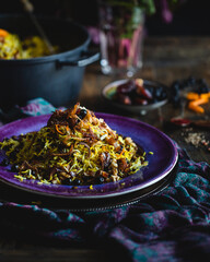 Arabic Cuisine - Adas Polo Portrait View Close-Up