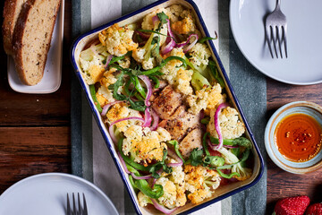 grilled chicken leg with vegetables