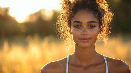 An athletic woman takes a break from running, focus on determination and self care, affected by heatwave.
