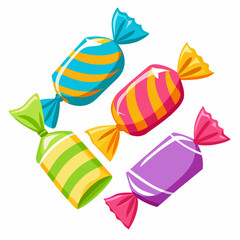 Naklejka premium wrapped candy assortment with vibrant wrappers 