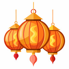 Obraz premium decorative paper lanterns glowing warmly 