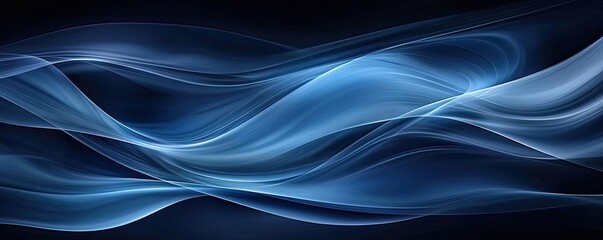 Obraz premium Dramatic nighttime abstract background idea. A serene abstract wave pattern in calming blue hues, perfect for backgrounds and designs.