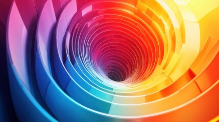 A colorful tunnel visualization representing an seo funnel guiding users through the digital marketing journey