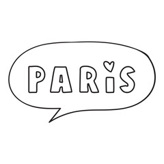 Outline speech bubble with word - Paris. Vector illustration on white background.